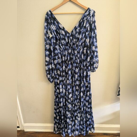Monique Lhuillier Melanie Blue Floral Maxi Dress Size 10 - Picture 3 of 6